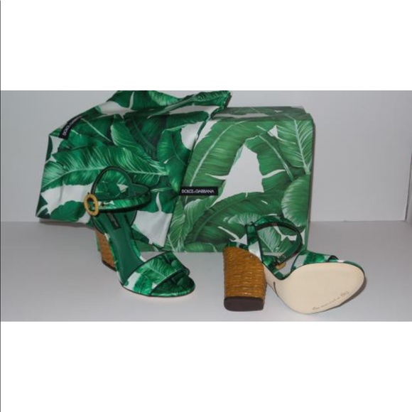 DOLCE & GABBANA BANANA LEAF PRINT KEIRA SANDALS - Picture 8 of 9